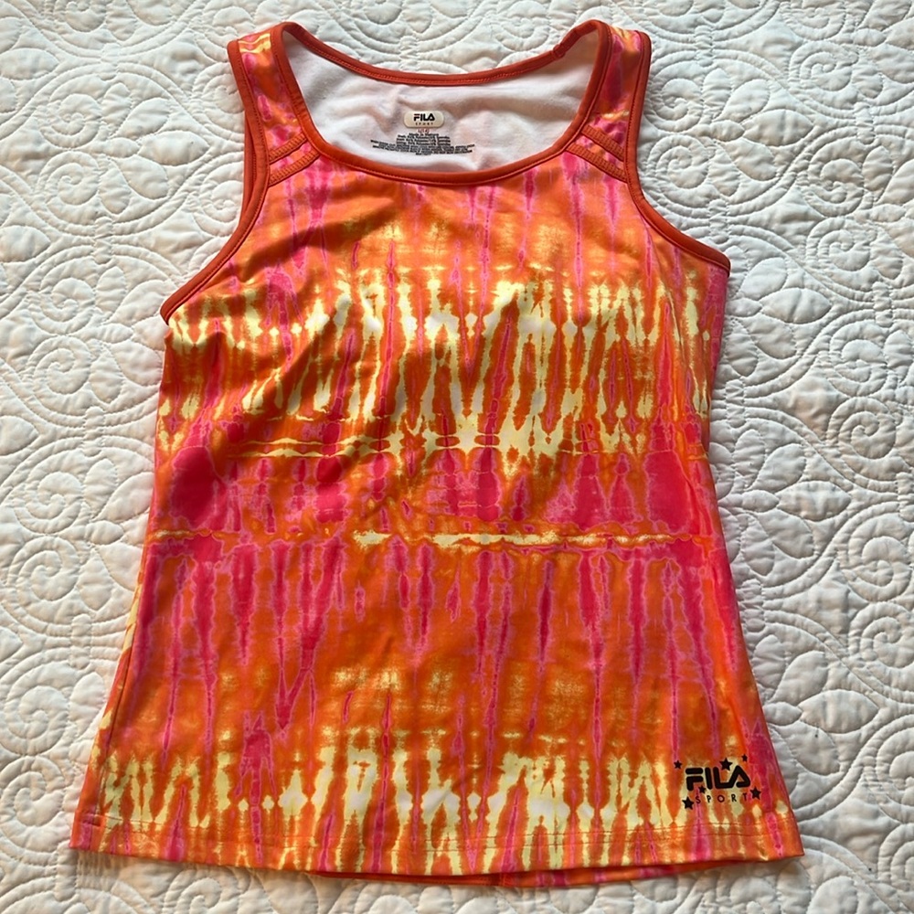 FILA SPORT Athletic Racerback Pink and Orange Tank Top Size L 14